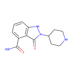 NC(=O)c1cccc2[nH]n(C3CCNCC3)c(=O)c12 ZINC000146698802