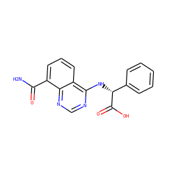 NC(=O)c1cccc2c(N[C@@H](C(=O)O)c3ccccc3)ncnc12 ZINC000114346581