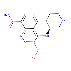 NC(=O)c1cccc2c(N[C@H]3CCCNC3)c(C(=O)O)cnc12 ZINC000114349371