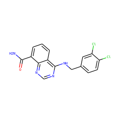 NC(=O)c1cccc2c(NCc3ccc(Cl)c(Cl)c3)ncnc12 ZINC000114344946