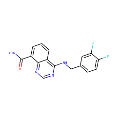 NC(=O)c1cccc2c(NCc3ccc(F)c(F)c3)ncnc12 ZINC000114342912