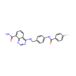 NC(=O)c1cccc2c(NCc3ccc(NC(=O)c4ccc(F)cc4)cc3)ncnc12 ZINC000114344305