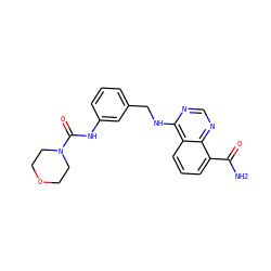 NC(=O)c1cccc2c(NCc3cccc(NC(=O)N4CCOCC4)c3)ncnc12 ZINC000114349199