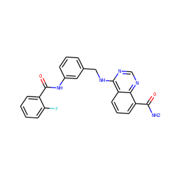NC(=O)c1cccc2c(NCc3cccc(NC(=O)c4ccccc4F)c3)ncnc12 ZINC000114343564