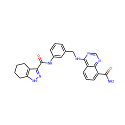 NC(=O)c1cccc2c(NCc3cccc(NC(=O)c4n[nH]c5c4CCCC5)c3)ncnc12 ZINC000114346624