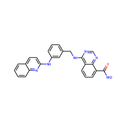 NC(=O)c1cccc2c(NCc3cccc(Nc4ccc5ccccc5n4)c3)ncnc12 ZINC000114344706