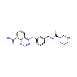 NC(=O)c1cccc2c(Nc3cccc(CNC(=O)[C@@H]4CCCNC4)c3)ncnc12 ZINC000167029136