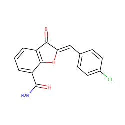 NC(=O)c1cccc2c1O/C(=C\c1ccc(Cl)cc1)C2=O ZINC000169348799