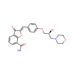 NC(=O)c1cccc2c1O/C(=C\c1ccc(OC[C@@H](O)CN3CCOCC3)cc1)C2=O ZINC000169348817