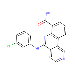 NC(=O)c1cccc2c1nc(Nc1cccc(Cl)c1)c1ccncc12 ZINC000073169805