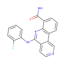 NC(=O)c1cccc2c1nc(Nc1ccccc1F)c1ccncc12 ZINC000073159425