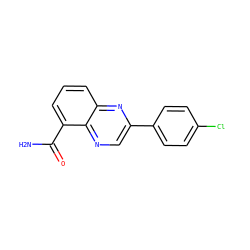 NC(=O)c1cccc2nc(-c3ccc(Cl)cc3)cnc12 ZINC000001489509