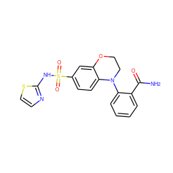 NC(=O)c1ccccc1N1CCOc2cc(S(=O)(=O)Nc3nccs3)ccc21 ZINC000220241369