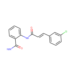 NC(=O)c1ccccc1NC(=O)/C=C/c1cccc(Cl)c1 ZINC000000476827