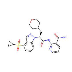 NC(=O)c1cccnc1NC(=O)[C@H](CC1CCOCC1)n1ncc2c(S(=O)(=O)C3CC3)cccc21 ZINC001772644361