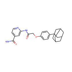 NC(=O)c1ccnc(NC(=O)COc2ccc(C34CC5CC(CC(C5)C3)C4)cc2)c1 ZINC000028954730