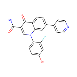 NC(=O)c1cn(-c2ccc(O)cc2F)c2cc(-c3ccncc3)ccc2c1=O ZINC000027307925