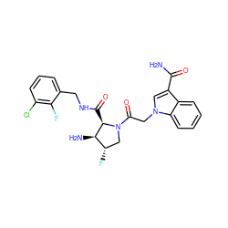 NC(=O)c1cn(CC(=O)N2C[C@H](F)[C@@H](N)[C@H]2C(=O)NCc2cccc(Cl)c2F)c2ccccc12 ZINC000144014634