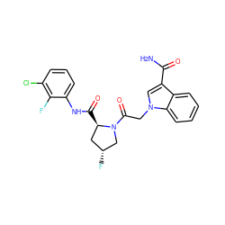 NC(=O)c1cn(CC(=O)N2C[C@H](F)C[C@H]2C(=O)Nc2cccc(Cl)c2F)c2ccccc12 ZINC000148206762