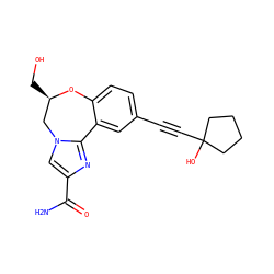 NC(=O)c1cn2c(n1)-c1cc(C#CC3(O)CCCC3)ccc1O[C@H](CO)C2 ZINC000219439333