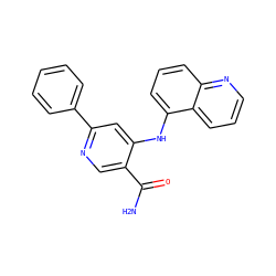 NC(=O)c1cnc(-c2ccccc2)cc1Nc1cccc2ncccc12 ZINC001772628993