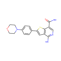 NC(=O)c1cnc(N)c2cc(-c3ccc(N4CCOCC4)cc3)sc12 ZINC000073224651