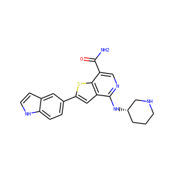 NC(=O)c1cnc(N[C@H]2CCCNC2)c2cc(-c3ccc4[nH]ccc4c3)sc12 ZINC000064559333