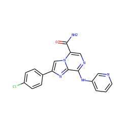 NC(=O)c1cnc(Nc2cccnc2)c2nc(-c3ccc(Cl)cc3)cn12 ZINC000096269922