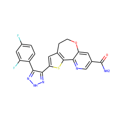 NC(=O)c1cnc2c(c1)OCCc1cc(-c3n[nH]nc3-c3ccc(F)cc3F)sc1-2 ZINC000095584944