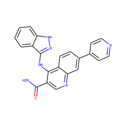 NC(=O)c1cnc2cc(-c3ccncc3)ccc2c1Nc1n[nH]c2ccccc12 ZINC000028959959