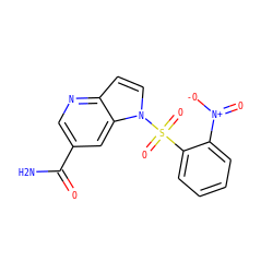 NC(=O)c1cnc2ccn(S(=O)(=O)c3ccccc3[N+](=O)[O-])c2c1 ZINC000043075275
