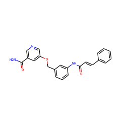 NC(=O)c1cncc(OCc2cccc(NC(=O)/C=C/c3ccccc3)c2)c1 ZINC000653871524