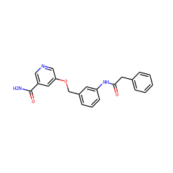 NC(=O)c1cncc(OCc2cccc(NC(=O)Cc3ccccc3)c2)c1 ZINC000653861152