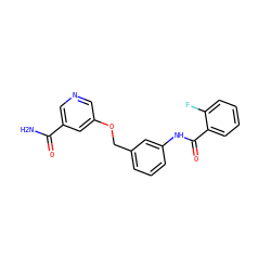 NC(=O)c1cncc(OCc2cccc(NC(=O)c3ccccc3F)c2)c1 ZINC000653886887