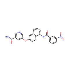 NC(=O)c1cncc(Oc2ccc3c(NC(=O)c4cccc([N+](=O)[O-])c4)cccc3c2)c1 ZINC000299839059