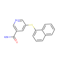 NC(=O)c1cncc(Sc2cccc3ccccc23)c1 ZINC000299837843