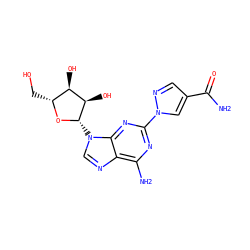 NC(=O)c1cnn(-c2nc(N)c3ncn([C@@H]4O[C@H](CO)[C@@H](O)[C@H]4O)c3n2)c1 ZINC000013818941