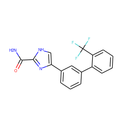 NC(=O)c1nc(-c2cccc(-c3ccccc3C(F)(F)F)c2)c[nH]1 ZINC000058580883