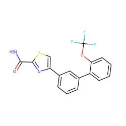 NC(=O)c1nc(-c2cccc(-c3ccccc3OC(F)(F)F)c2)cs1 ZINC000036399425