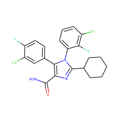 NC(=O)c1nc(C2CCCCC2)n(-c2cccc(Cl)c2F)c1-c1ccc(F)c(Cl)c1 ZINC000116173380