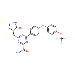 NC(=O)c1nc(N[C@H]2CCNC2=O)nc(-c2ccc(Oc3ccc(OC(F)(F)F)cc3)cc2)n1 ZINC000221183813