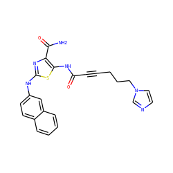 NC(=O)c1nc(Nc2ccc3ccccc3c2)sc1NC(=O)C#CCCCn1ccnc1 ZINC000473179083