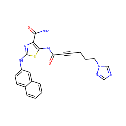 NC(=O)c1nc(Nc2ccc3ccccc3c2)sc1NC(=O)C#CCCCn1cncn1 ZINC000473179104