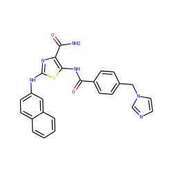 NC(=O)c1nc(Nc2ccc3ccccc3c2)sc1NC(=O)c1ccc(Cn2ccnc2)cc1 ZINC000473179094