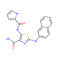 NC(=O)c1nc(Nc2ccc3ccccc3c2)sc1NC(=O)c1ccc[nH]1 ZINC000473165318