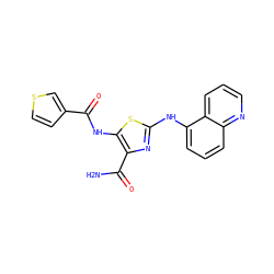 NC(=O)c1nc(Nc2cccc3ncccc23)sc1NC(=O)c1ccsc1 ZINC000473165298