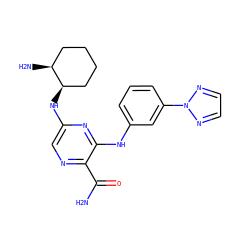 NC(=O)c1ncc(N[C@@H]2CCCC[C@@H]2N)nc1Nc1cccc(-n2nccn2)c1 ZINC000144396503