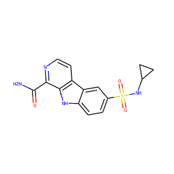 NC(=O)c1nccc2c1[nH]c1ccc(S(=O)(=O)NC3CC3)cc12 ZINC000084758550