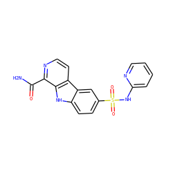 NC(=O)c1nccc2c1[nH]c1ccc(S(=O)(=O)Nc3ccccn3)cc12 ZINC000084670160