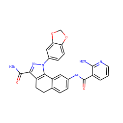 NC(=O)c1nn(-c2ccc3c(c2)OCO3)c2c1CCc1ccc(NC(=O)c3cccnc3N)cc1-2 ZINC000045338481